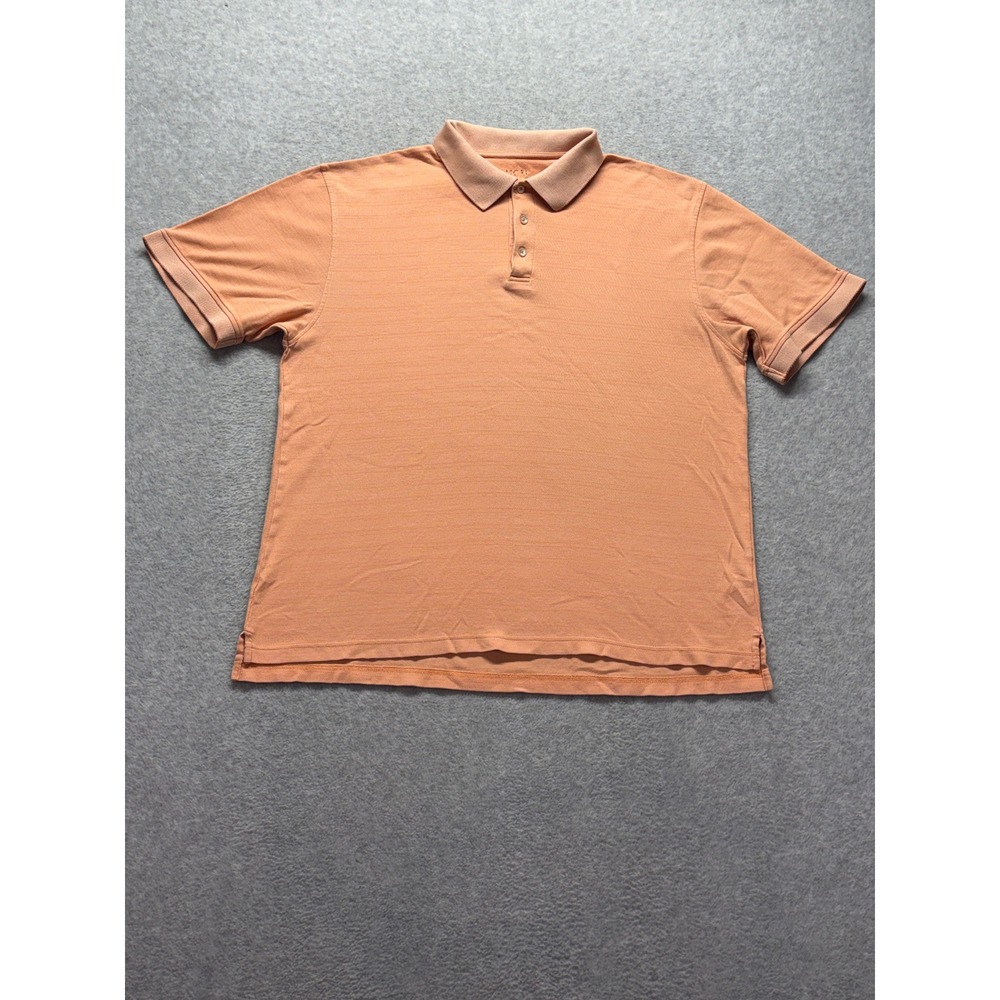 J.Crew Mens Short Sleeve Slub Polo Shirt Orange Peach Size XL